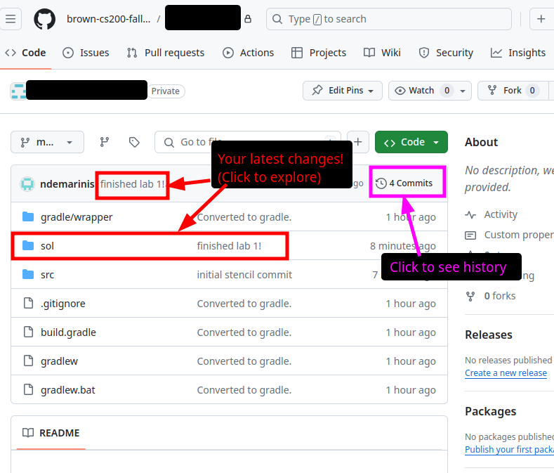 GitHub showing latest commit