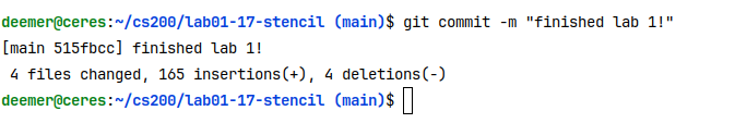 Git commit output